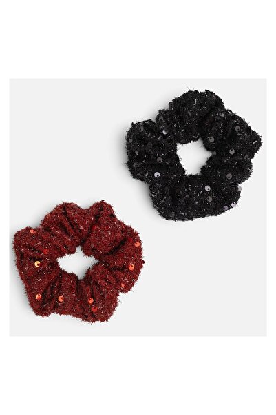 OEM Set 2 Elastice de Par de Crăciun Bordo Negru cu Beteală si Paiete – Acces...