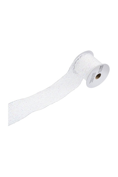 OEM Panglica Decorativa Brad de Crăciun Albă Irizanta Plasa – 5mx63mm – Atmos...