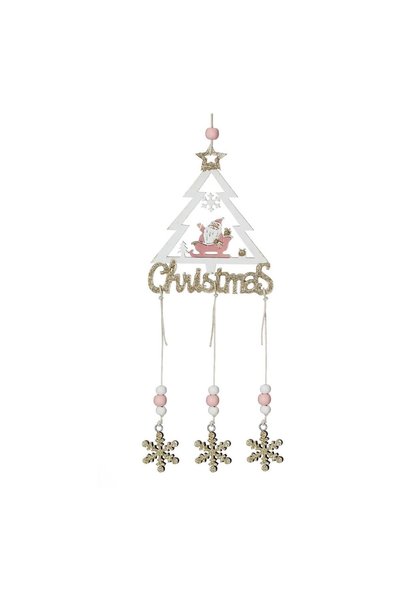 OEM Ornament Suspendabil din Lemn Brad de Crăciun Brad Mos Crăciun Glitter Be...