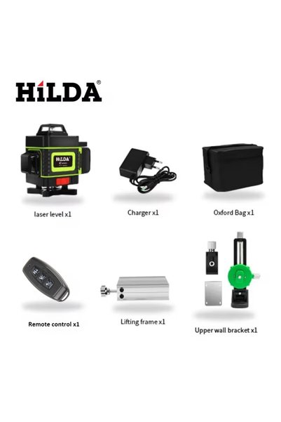 Hilda مستوى ليزر أخضر ذاتي التسوية LS082-16 بـ 16/12 خط، 360 درجة أفقي وعمودي