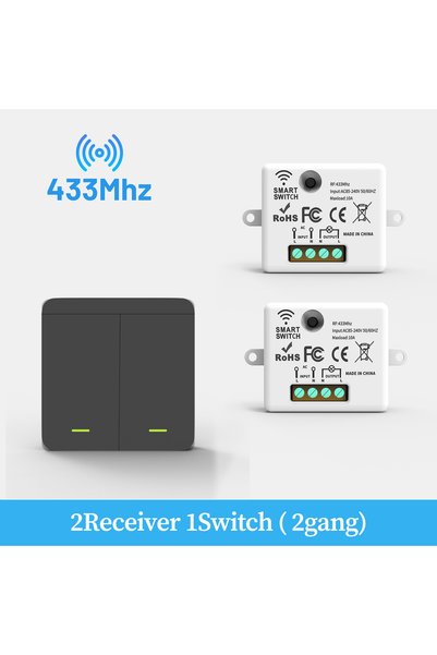 Choice 110-240V 2 Receiver 1 Switch Wireless ON OFF Switch RF433 Module Remot...
