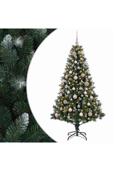 vidaxl Brad de Crăciun artificial cu globuri 240 cm 300 LED-uri