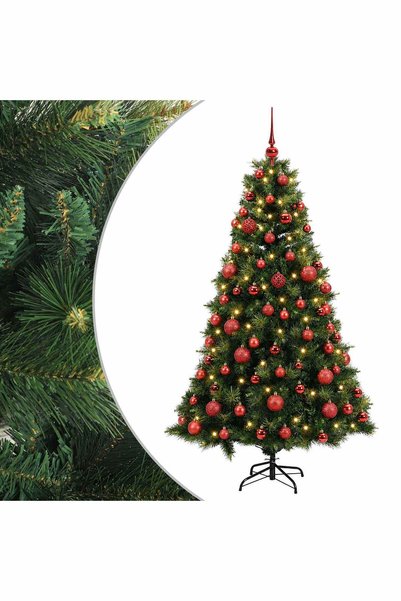 vidaxl Brad de Crăciun artificial cu glob 240 cm 300 LED-uri Alb cald