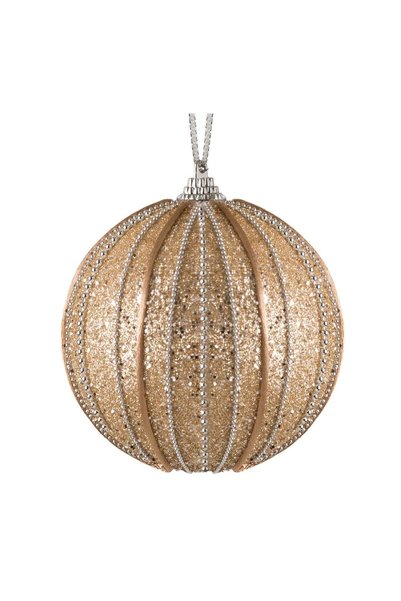 OEM Ornament Brad de Crăciun din Spuma Bej Siret Glitter Lant Argintiu Ø10 cm...