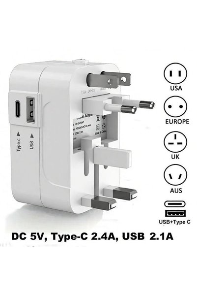 Choice محول سفر عالمي متعدد الاستخدامات 100-240 فولت مع منفذ USB ومنفذ Type C...
