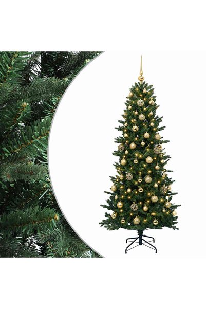 vidaxl Brad de Crăciun artificial cu glob 240 cm 300 LED-uri Alb cald