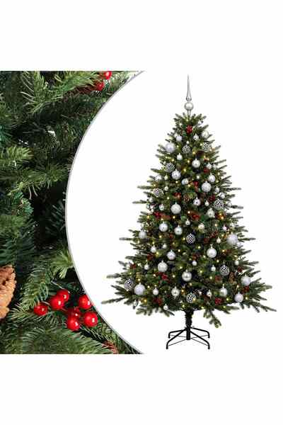 vidaxl Brad de Crăciun artificial cu glob 240 cm 300 LED-uri Alb cald