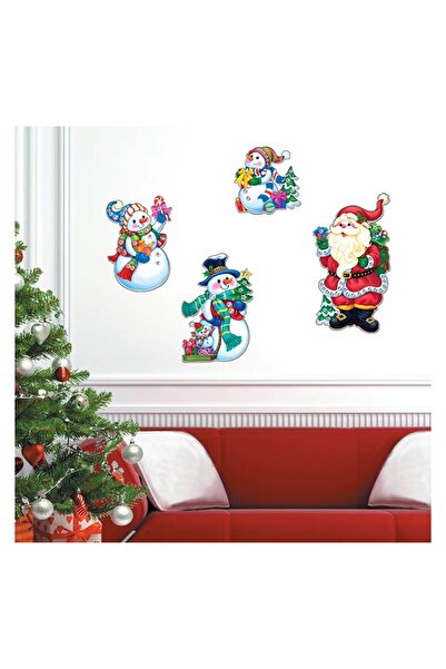 OEM Autocolante Decorative de Craciun cu Mos Craciun si Om de Zapada, 27,5x42 cm