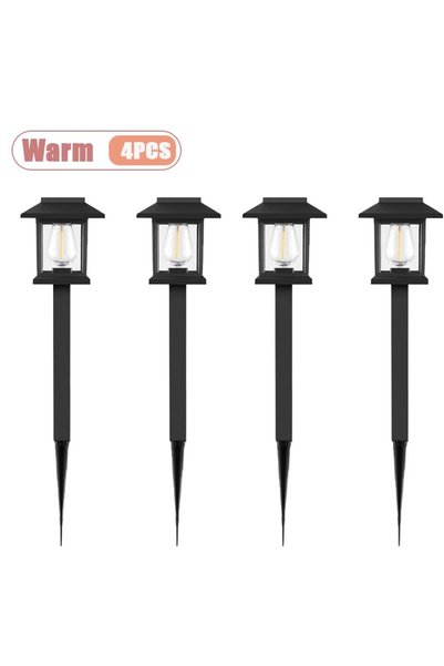 Choice مصباح أرضي شمسي LED خارجي دافئ - 4 قطع، إضاءة للحدائق والفلل والساحات ...