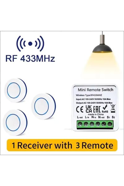 Choice 1x جهاز استقبال 3xRC AXUS 433HMz مفتاح إضاءة لاسلكي 10A مع زر تحكم عن ...