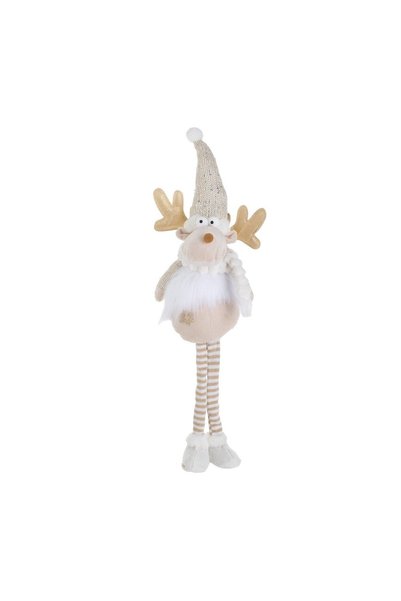 OEM Figurină Decorativa de Crăciun Ren Ecru cu Căciulă Tricotata 65 cm – Deco...