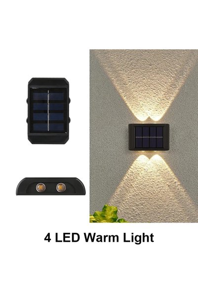 Choice 1 قطعة مصباح جداري يعمل بالطاقة الشمسية بـ 4 مصابيح LED دافئة، مصباح س...