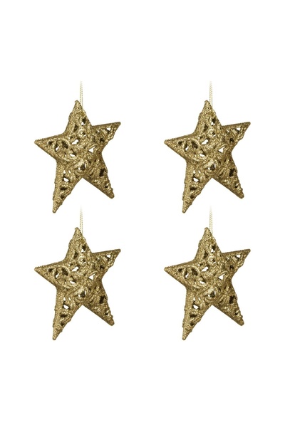 OEM Set Ornamente Crăciun Stele Aurii 10 cm – 4 buc. – Decor Festiv pentru Brad