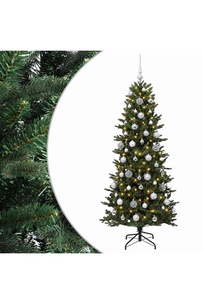 vidaxl Brad de Crăciun artificial cu glob 240 cm 300 LED-uri Alb cald