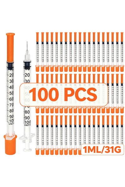 Choice 100 قطعة - 1 مل - 31G 50/100 قطعة 1 مل/سم مكعب 31G 8 مم حقنة أنسولين م...