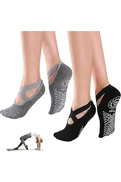 SYOSI 3 Pairs Yoga Socks Anti-Slip Breathable Backless Women Pilates Socks Sp...