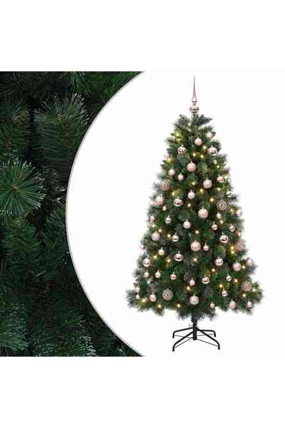 vidaxl Brad de Crăciun artificial cu glob 240 cm 300 LED-uri Alb cald