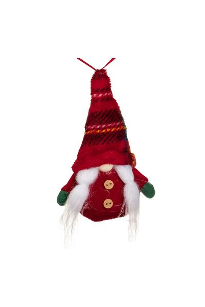 OEM Ornament Brad de Crăciun Figurină Gnome Roșu Verde in Carouri cu Căciulă ...