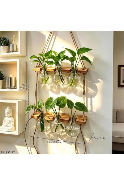 Choice BJ1897-47 مزهرية نباتات معلقة على الحائط من الخشب والبلاستيك ABS بتصمي...