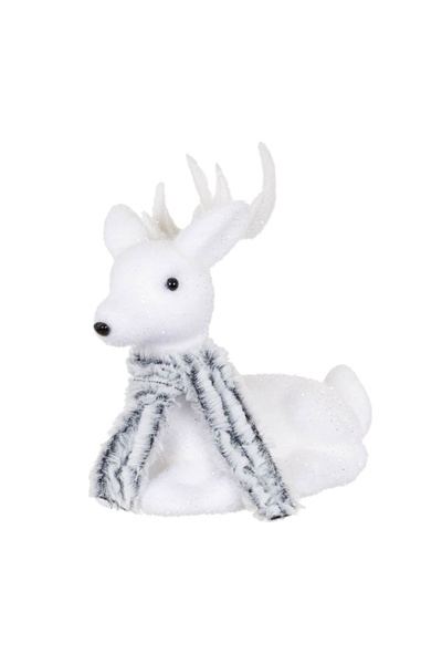 OEM Figurină Decorativa de Crăciun Ren din Spuma cu Fular Gri de Blana 21 cm ...