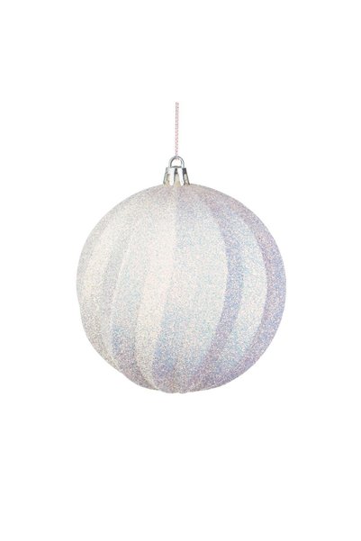 OEM Ornament Brad de Crăciun Glob Alb cu Glitter Irizat Model Valuros Ø10 cm ...