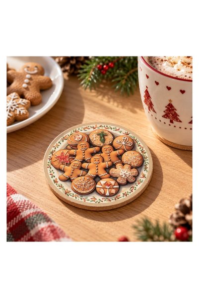 OEM Suport Pahar de Crăciun din Lemn Gingerbread Ø10 cm – Decor Festiv pentru...