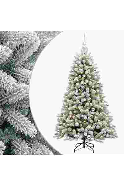 vidaxl Brad de Crăciun artificial cu globuri 240 cm 300 LED-uri