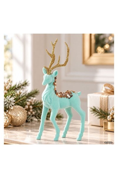 OEM DIS REN VERDE CATIFELAT 21,5 cm de Crăciun – Decor Festiv pentru Casă și ...