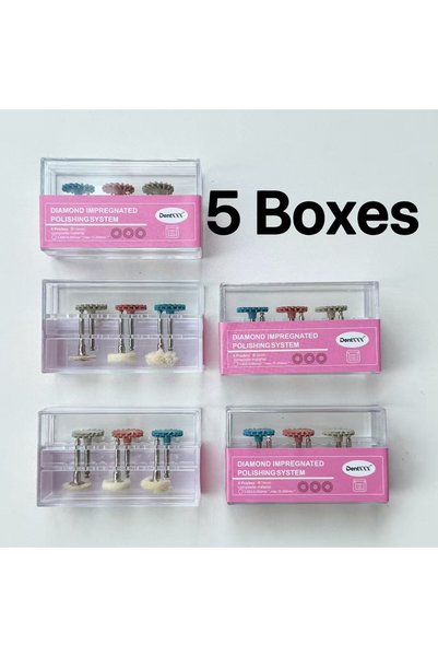 Choice 5 علب من مجموعة أدوات التلميع المطاطية الماسية DENTXXX PK02 مع عجلات ت...
