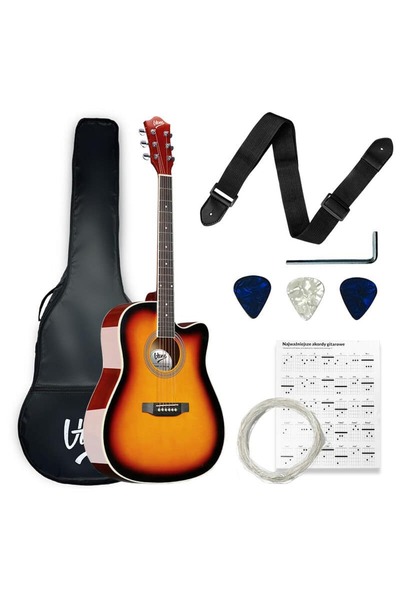 V-TONE AG TWO SB ακουστική κιθάρα 4/4 sunburst για αρχάριους, πένες, λουρί, α...