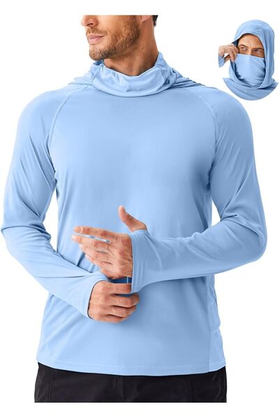 GENERAL PINSPARK Men's Sun Protection Hoodie with Mask UPF 50+ UV Long Sleeve...