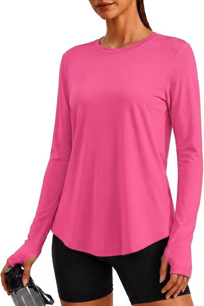 GENERAL PINSPARK Soft Workout Tops for Women UPF 50+ Athletic Shirt with Thum...