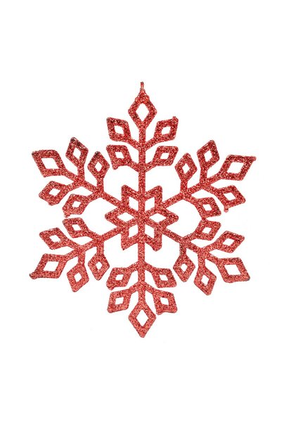 OEM Ornament Brad de Crăciun Fulg Glitter Roșu 15 cm – Decor Festiv pentru Brad