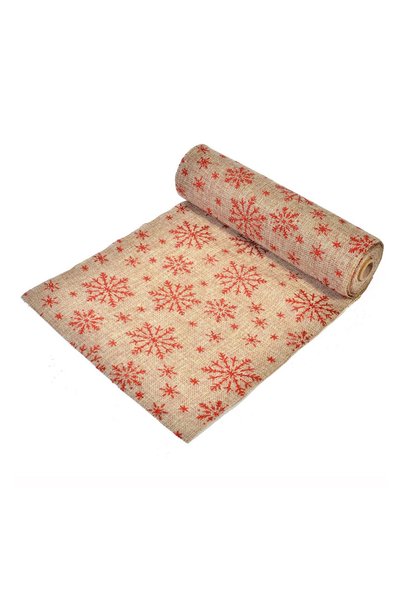 OEM Tesatura Decorativa de Crăciun Bej tip In Bej cuFulgi Roșii Glitter 5m x ...