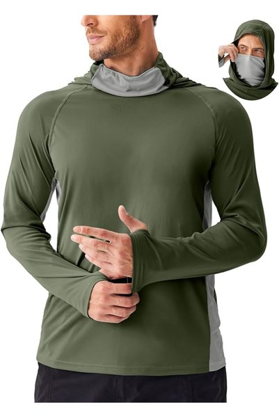 GENERAL PINSPARK Men's Sun Protection Hoodie with Mask UPF 50+ UV Long Sleeve...
