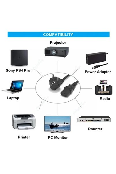 Derwell 2'li Güç Kablosu Seti 1.5 Metre C13 C14 Erkek Dişi UPS Uzatma Kablosu - 3 Metre Topraklı Fişli IEC C13 Bilgisayar Güç Kablosu, PC Kasa Monitör Yazıcı PDU Uyumlu Siyah Kablo Seti 2 Parça