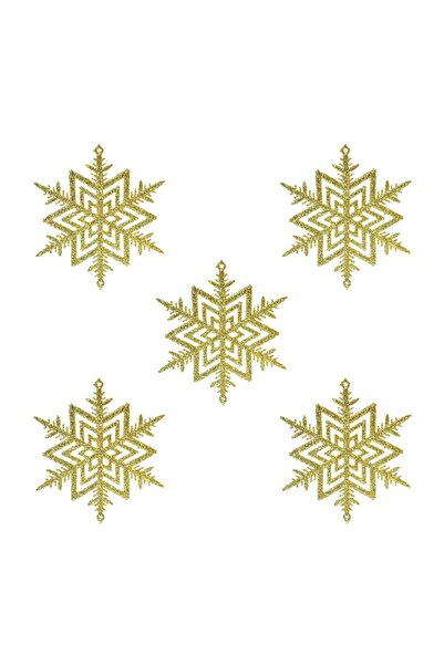 OEM Set Ornamente Brad de Crăciun Fulgi Aurii Glitter 10 cm – 5 buc. – Decor ...
