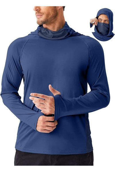 GENERAL PINSPARK Men's Sun Protection Hoodie with Mask UPF 50+ UV Long Sleeve...