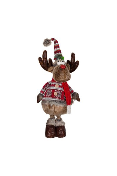 OEM Figura Decorativa de Crăciun Cerb Jacheta Blana 90 cm – Decor Festiv pent...