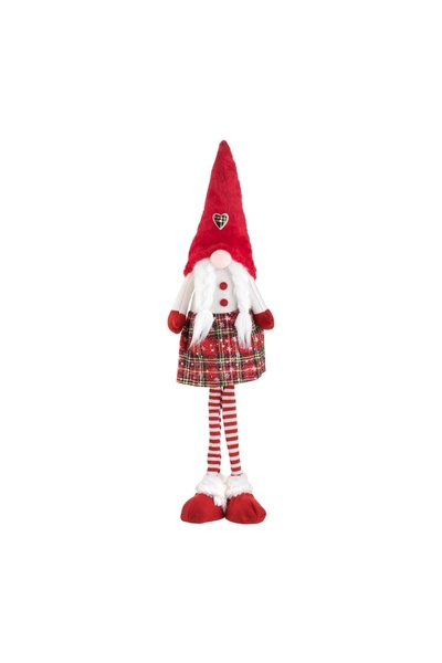 OEM Figurină Decorativa de Crăciun Gnome Craciunita cu Codite Rochie Roșie și...