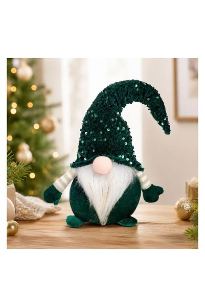OEM Figurină Decorativa de Crăciun Gnome cu Paiete Verzi 46 cm – Decor Festiv...