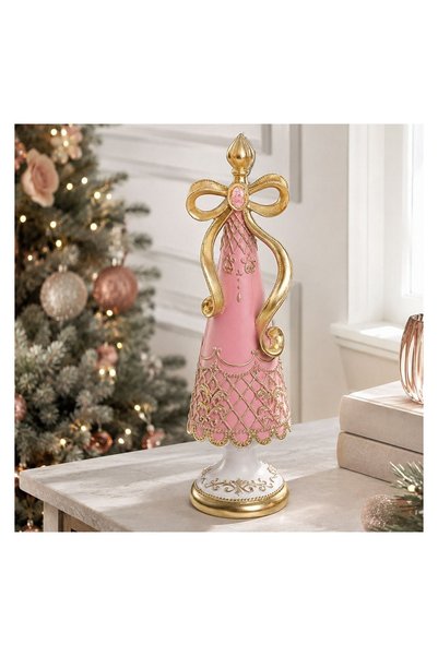 OEM Brad Decorativ de Crăciun Roz cu Funda Aurie 34 cm – Atmosferă Festivă pe...