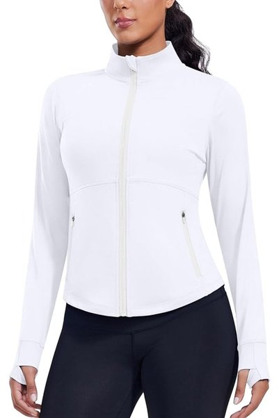 GENERAL PINSPARK Women's Cropped Workout Jacket Lightweight Full Zip Running ...