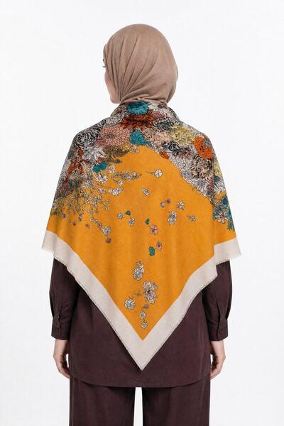 Mooncorn Floret Pattern Wool Cashmere Shoulder Scarf