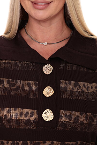 ASELES Plus Size Blouse with Collar, Buttons and Asepatch