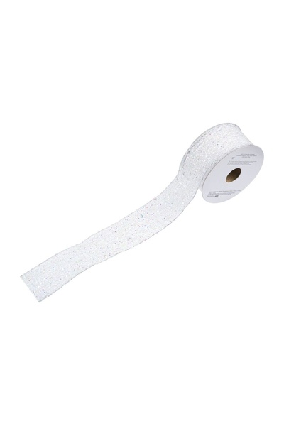 OEM Panglica Decorativa Brad de Crăciun Albă Irizanta Plasa – 5mx38mm – Atmos...