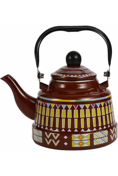 Generic Brand 2.5L Decorative Enamel Kettle, Vintage Pattern Stovetop Tea & C...