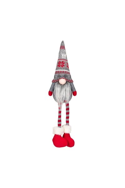 OEM Figura Decorativa Gnome de Crăciun cu Căciulă Gri Zakar 35 cm – Decor Fes...
