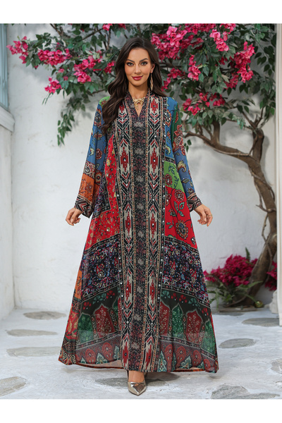 Generic Brand modest Patchwork Regular Fit Women's jalabiya&kaftan