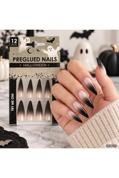 DD SHOP Hw unghii adulti negre ombre 12buc - Accesorii Deghizare Halloween